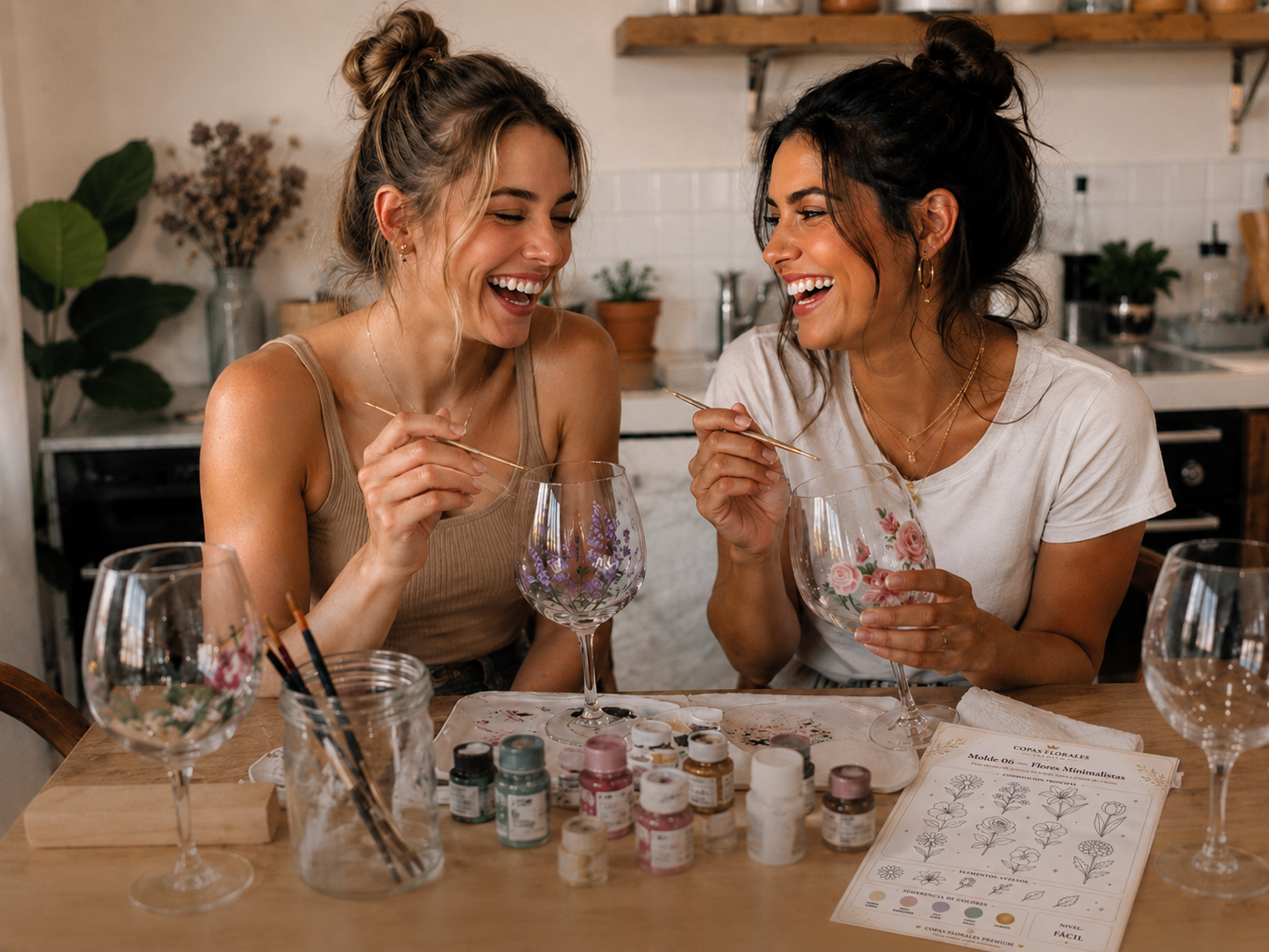 Amigas pintando juntas